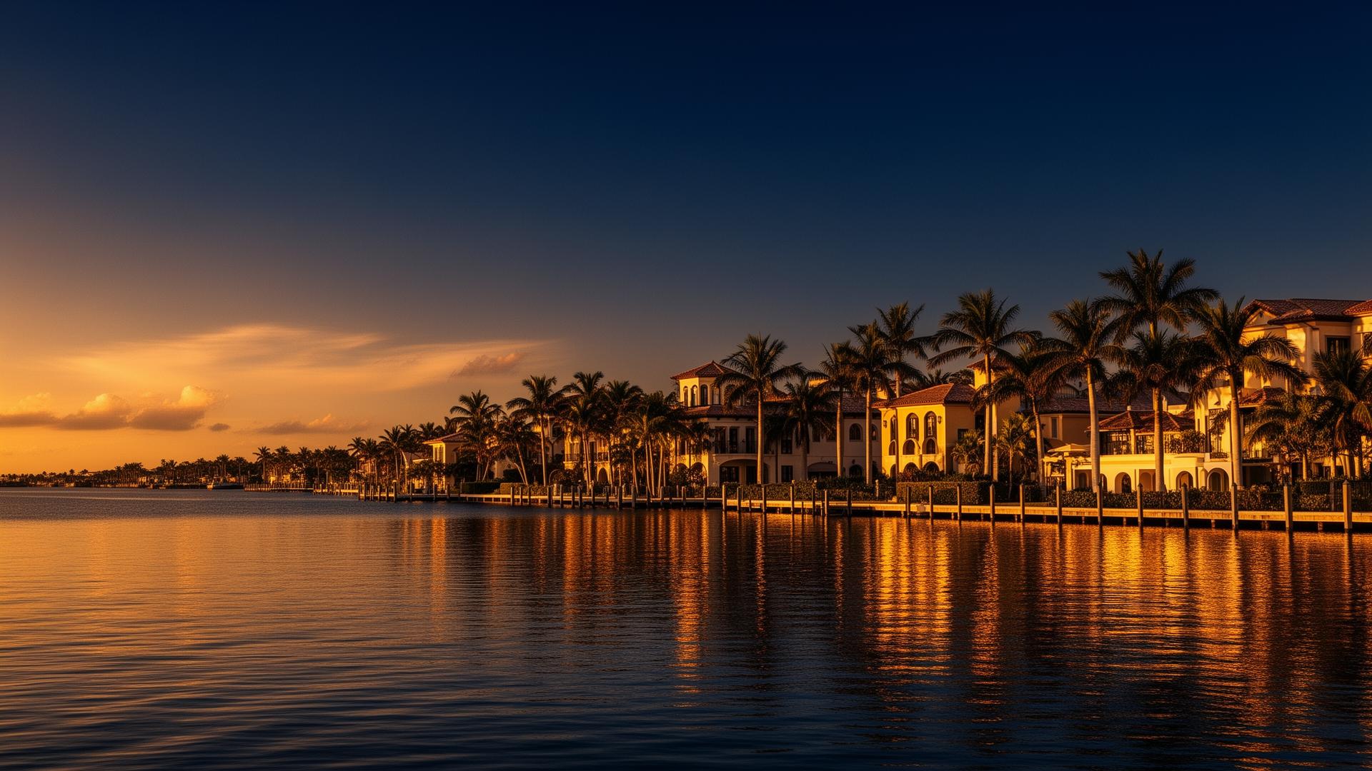 Naples Florida waterfront at sunset